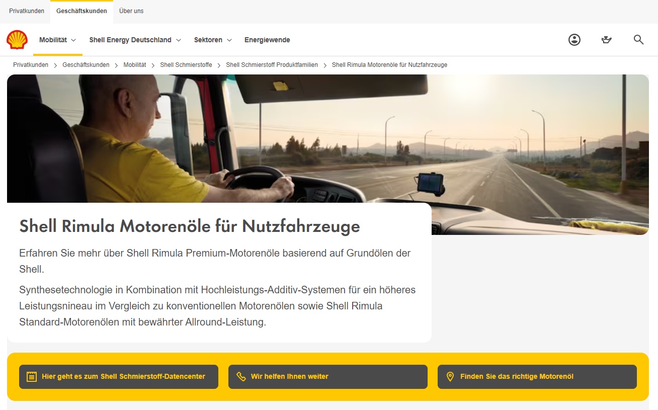 Shell Rimula Motoren&ouml;le f&uuml;r Nutzfahrzeuge